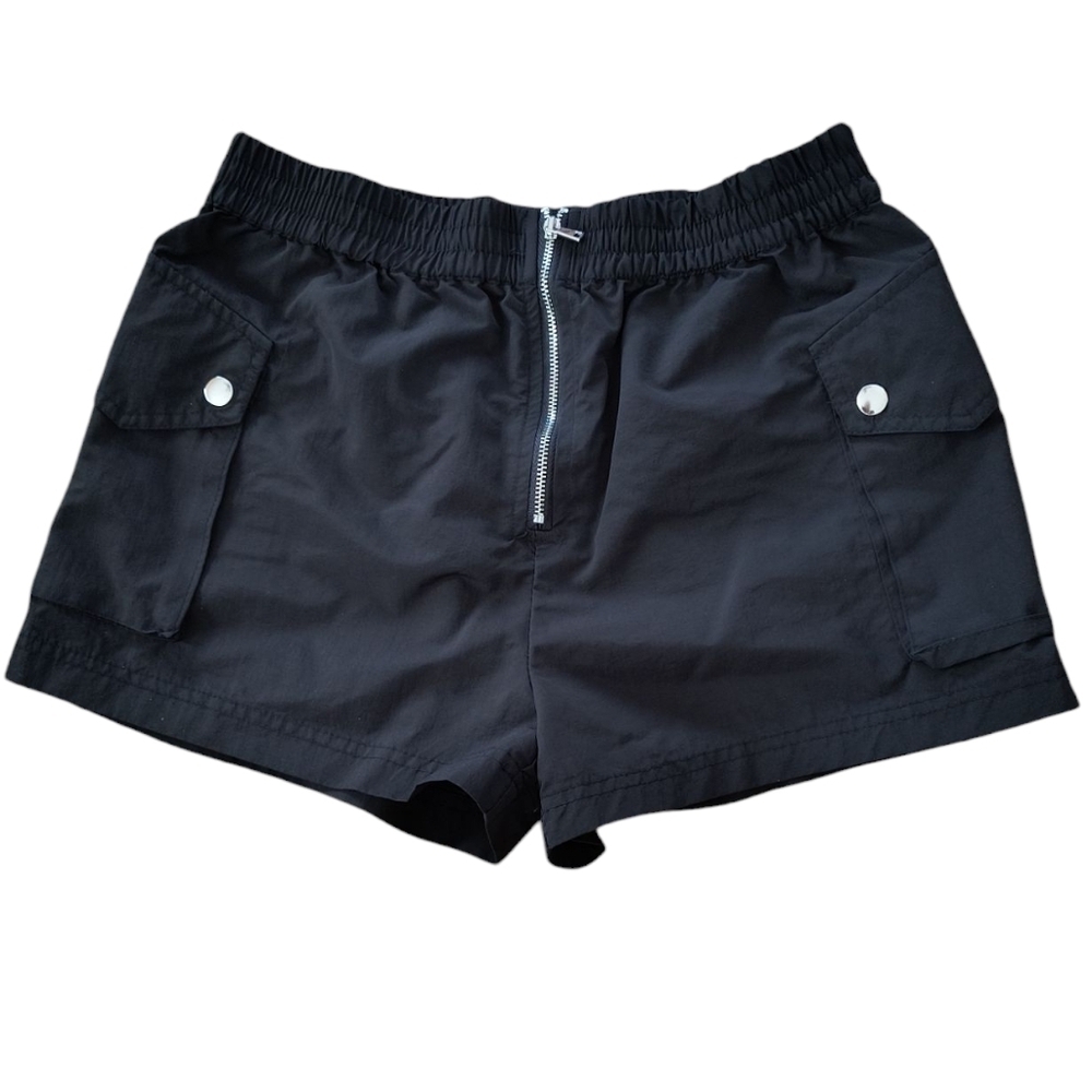 Forever 21 Black Nylon Shorts With Exposed Front Zipper Size M